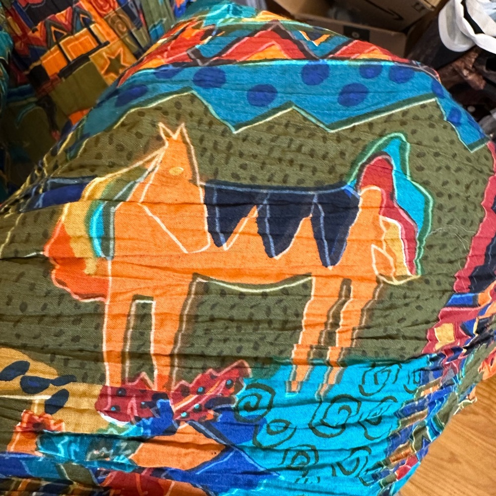 NWT Vintage! Access Tribal Print Crinkle Skirt multicolored size Large - Picture 8 of 12